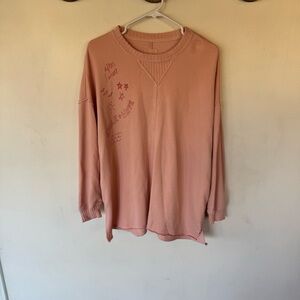 Aerie oversized coral peach graphic tunic sweatshirt size XS
